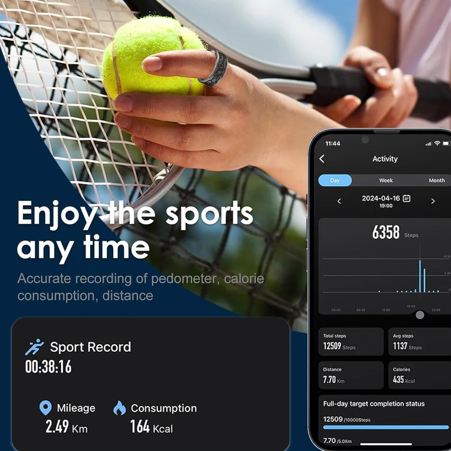 little meatball2025New Smart Ring Men's and Women's Heart Rate Oximetry Monitor IP68, Multi-Sport Mode for Android and i0s