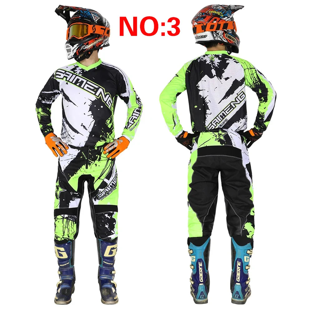 SIZE 20 22 24 26 28 saimeng children's enduro motocross gear set mx jersey pants motorcycle kits mtb Off Road youth racing suit