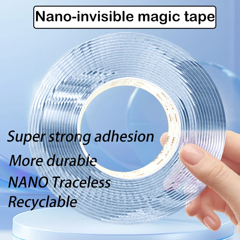 Transparent Nano Tape Waterproof Double Sided Reusable Adhesive Strong Tapes Cleanable Kitchen Bathroom Supplie