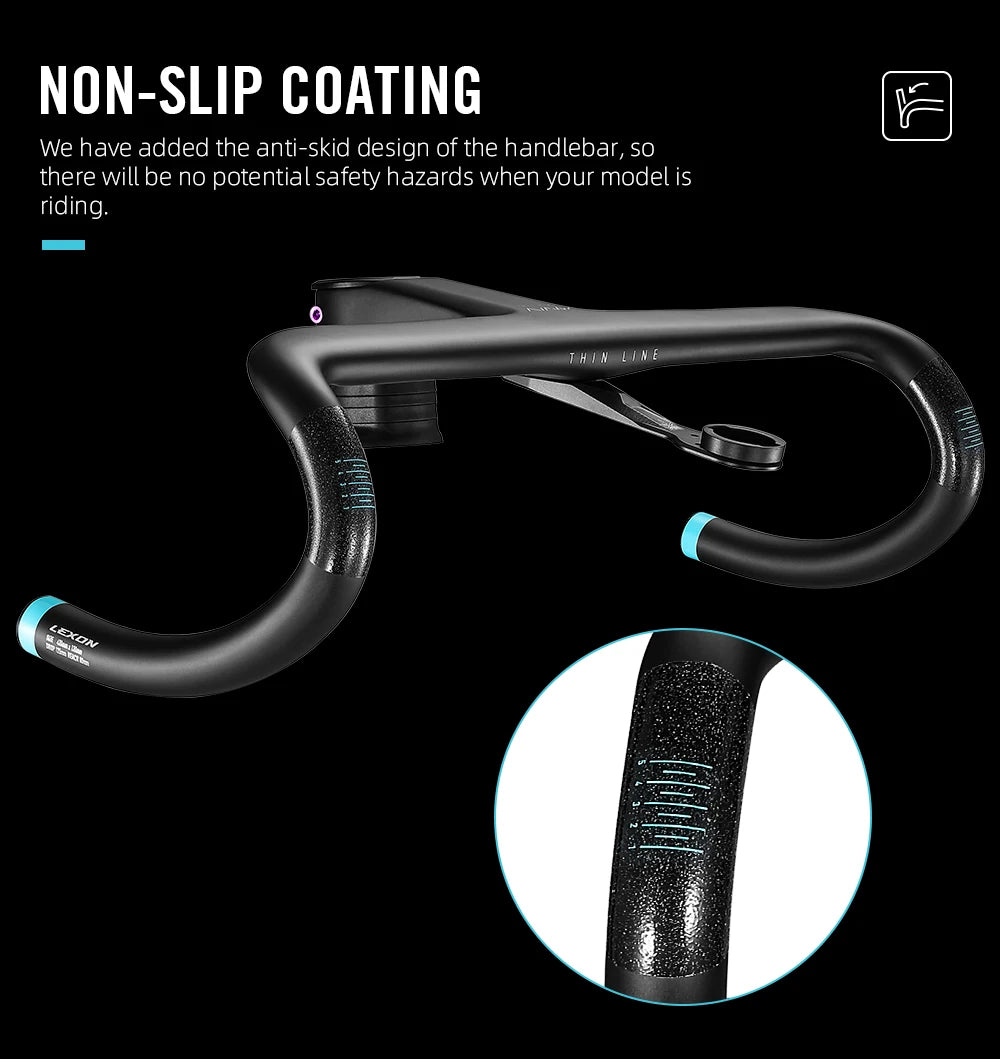 LEXON Full Carbon Road Integrated Handlebar Ultralight Road Bike Handlebar T1000 Racing Bent Bar, Bicycle Accessories 28.6mm