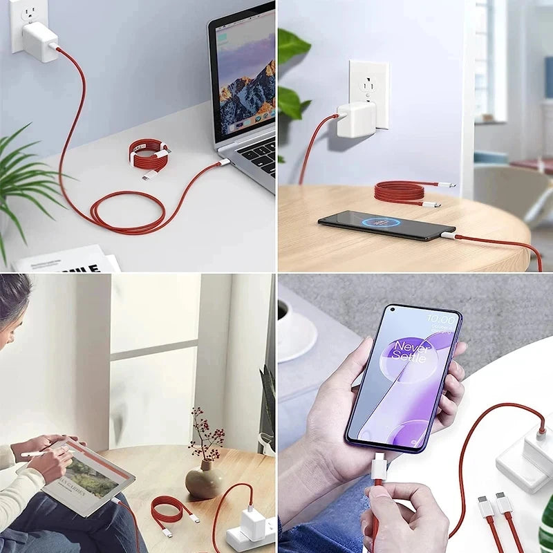 PD 65W For Oneplus USB Type C to Type C Super Fast Charging Data Cable For 13 12 11 10 Pro 9 10T 9R 8T 8 7 5A Quick Charger Wire
