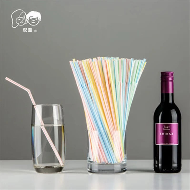 100-3000PCS Colorful & Black Drinking Kunststof Straws Bar Party Wedding Kitchen pajitas plastique Beverage Straw Wholesale