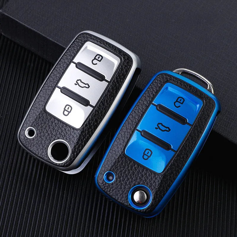 TPU Leather Car Key Case Scratch-resistant Waterproof Car Key Protective Cover Car Accessories Interior