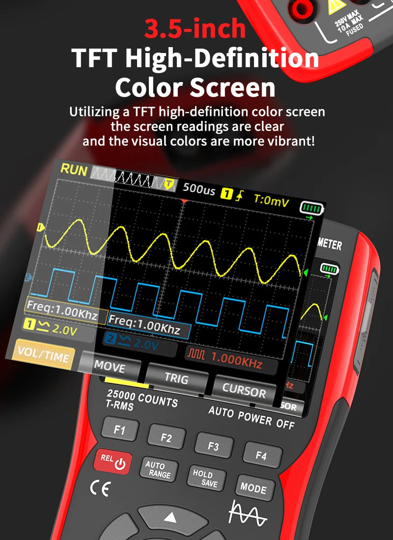 ZOYI ZT-703S 3-in-1 Oscilloscope Multimeter with 3.5 Inch IPS Display,25000 Counts, Dual Channel 50MHZ Bandwidth,280MSa/s High