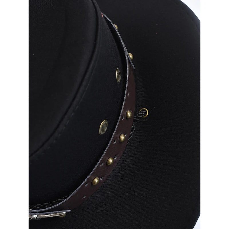 New Artificial Suede Western Cowboy Hats Vintage Big-edge Gentleman Cowgirl Jazz Hat Holidays Party Cosplay Hat