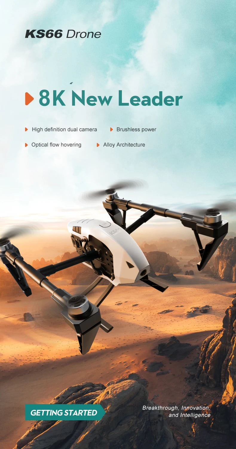 New KS66 4K Drone 8K Professional HD Dual Camera GPS 5G WIFI FPV Optical Flow Localization Brushless Motor RC Quadcopter 9000M