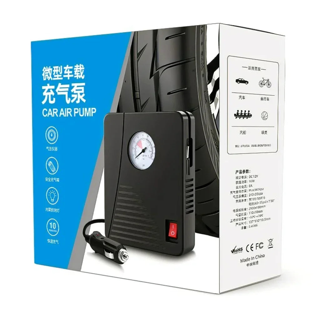 96W Car Electric Air Pump Mini Tire Inflator 12V 100PSI 35L/Min Portable Air Compressor For Car Motorcycles Bicycle Ball
