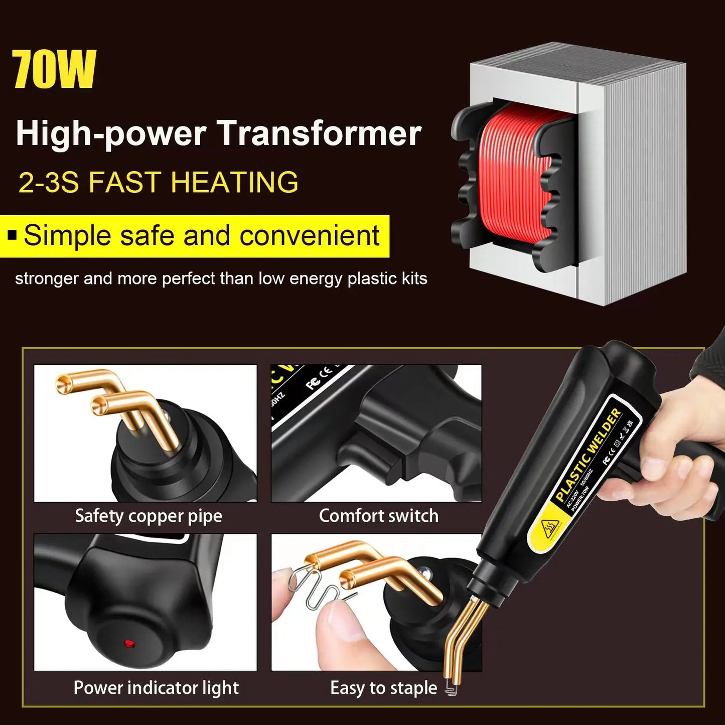 New Heat Gun Plastic Welding Machine Bumper Soldering Iron Staples Bumper Repair Car Tools Kit HOT Stapler Plastic Welder