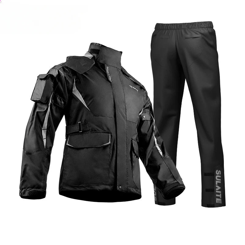 Men Women Waterproof Motorcycle Rider Raincoat Suit Set Reflective Light Raincoat For Riding Jacket Pants Set