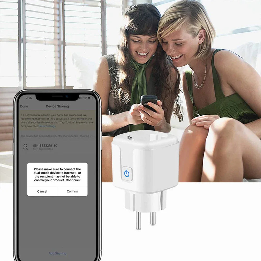 16A/20A EU Smart Socket WiFi Smart Plug Power Monitoring Timing Function Voice Control Works With Tuya APP Alexa Google Home