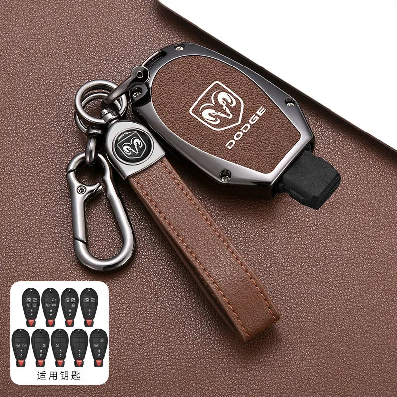 Leather+TPU Car Remote Key Case Cover Shell For Dodge Durango Magnum Journey Ram Challenger Charger Protector Holder Accessories