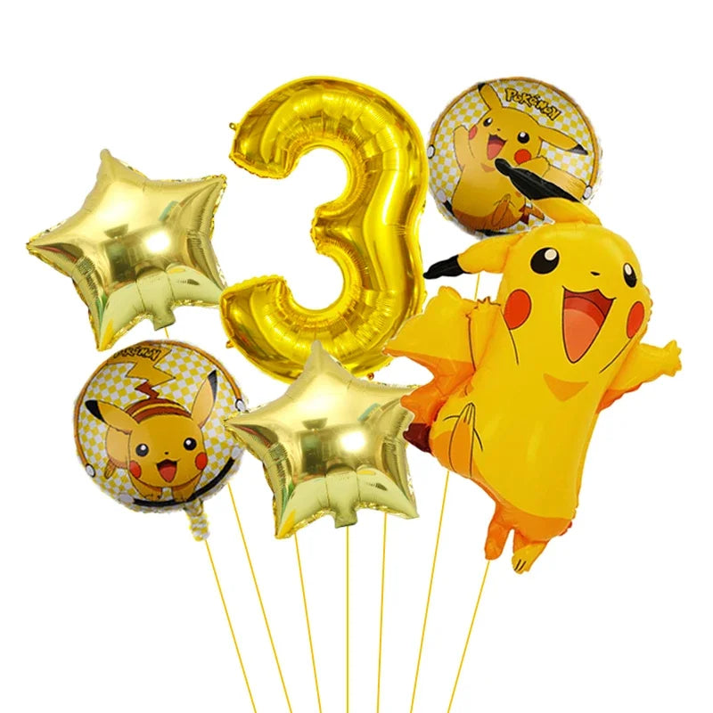 Pokemon themed balloon 32 inch digital balloon set for children's birthday new Pikachu aluminum foil ball party decoration toy