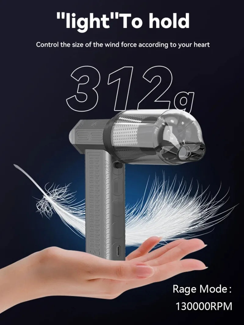 130000RPM Turbofan Air Blower Air gun Mini Turbo Jet Fan Brushless Motor Handheld Duct Fan Portable Charging Cleaning Car Vacuum
