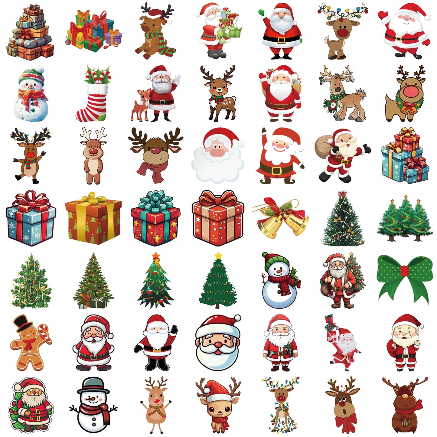 50PCS Kawaii Cartoon Christmas Art Aesthetic Stickers Pack for Kids Toy Diary Laptop Scrapbook Decoration Graffiti Sticker