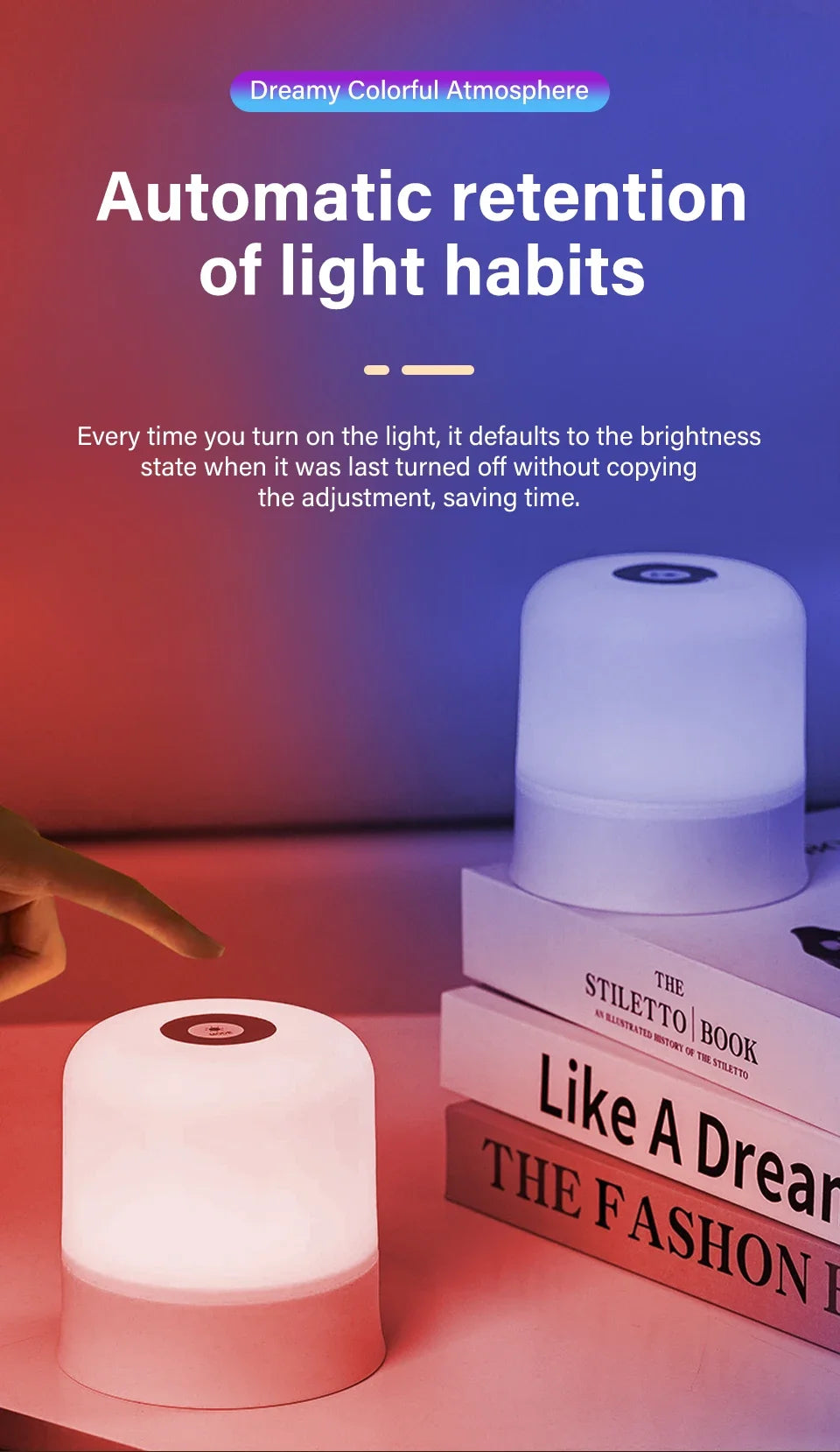Touch Bedside Lamp Rechargeable RGB Night Light Remote Control Long Life Battery Bedroom LED Warm Desktop Decorative Lights