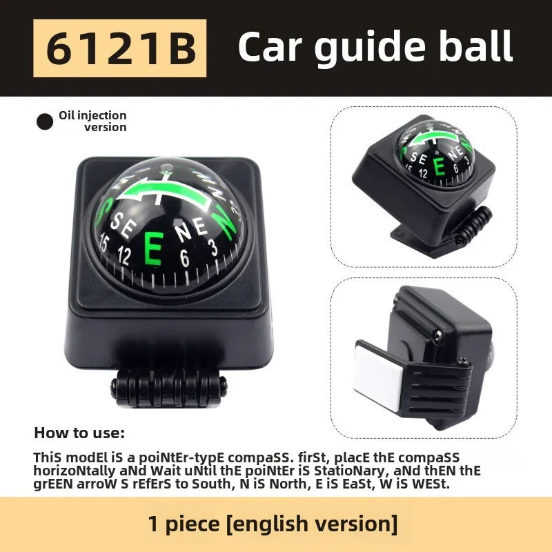 Outdoor Outing Car Guide Ball Self-driving Tour Compass with Thermometer Car Interior Decoration Accessories