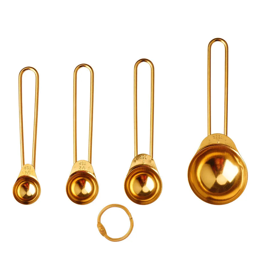 4PCS/8PCS kitchen thread handle titanium gold stainless steel measuring cup measuring spoon Flour and grains measuring spoon