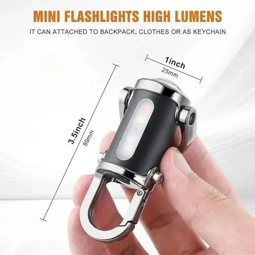Rechargeable Keychain Flashlights Multifunction COB Work Light 6 Modes Emergency Keychain Light for Walking Searching Hiking