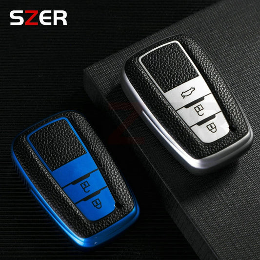 Leather TPU Car Key Case Full Cover Shell For Toyota Prius Camry Corolla CHR C-HR RAV4 Land Cruiser Prado Keychain Accessories