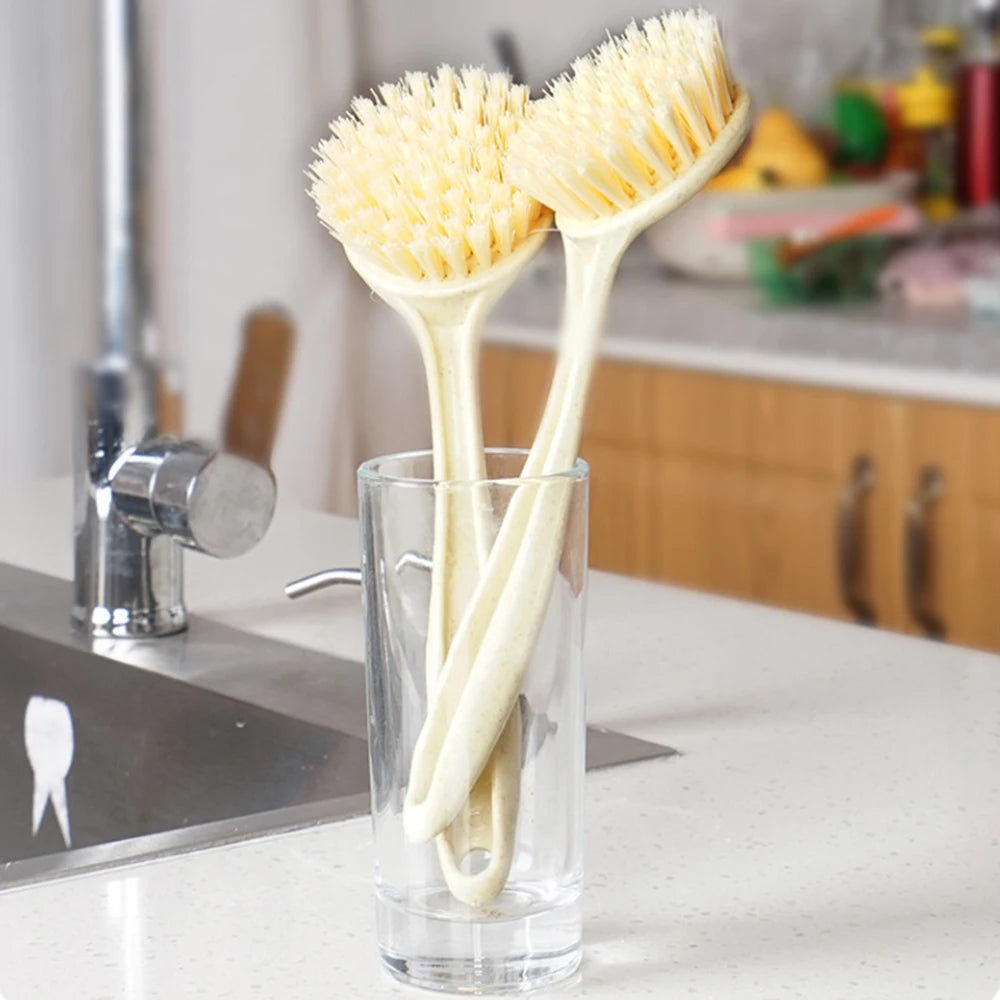 1PC/3PCS Pan Brush With Handle Kitchen Household Clean Non-Stick Oil Brush Pan Brush With Long Handle Scrub Dish Brush