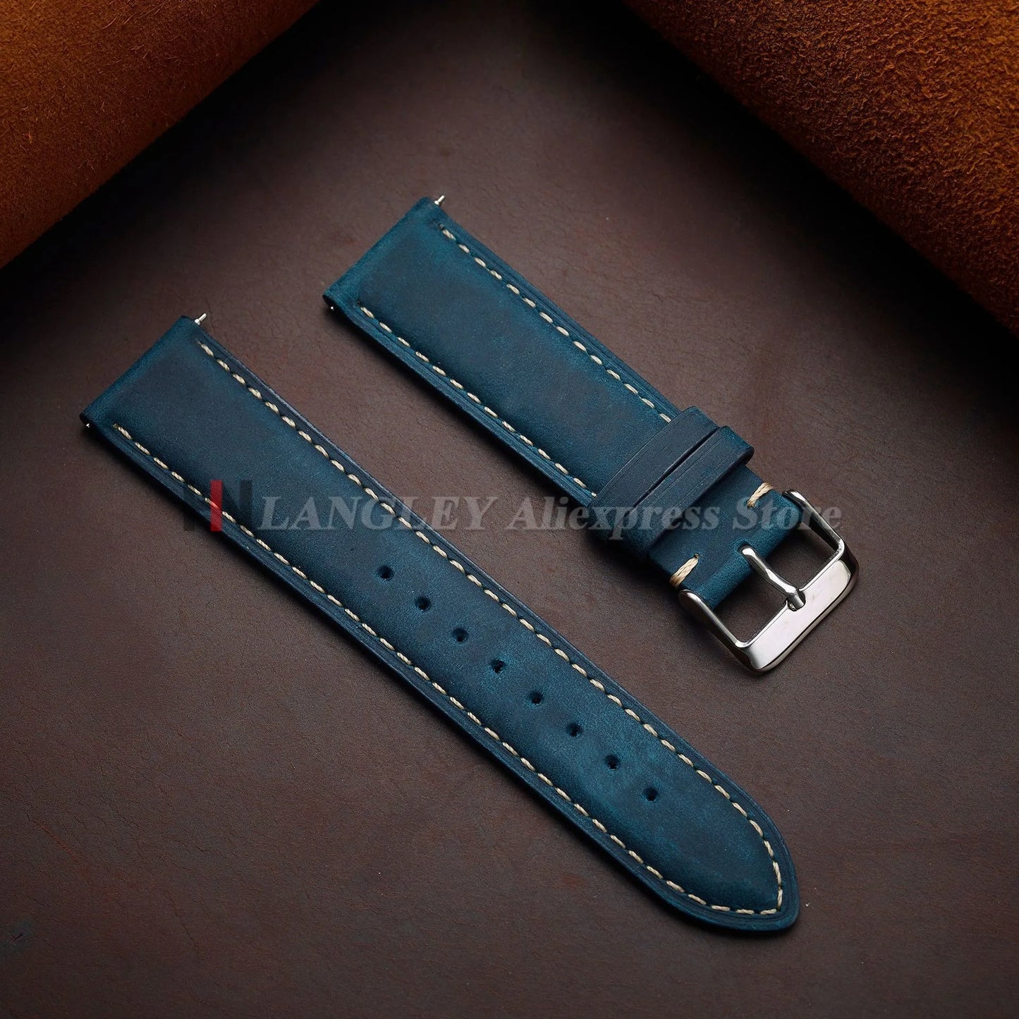 Cowhide Leather Watch Strap 14mm 16mm 18mm 20mm 22mm 24mm for Samsung Galaxy Watch 7/6/5/4 Vintage Brown Quick Release Bracelets