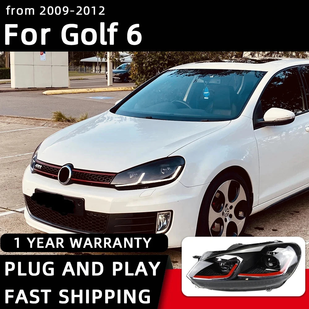 Car Styling Headlights for VW Golf 6 MK6 jetta R20 Black Samurai Style LED Headlight 2009-2012 Head Lamp DRL Signal Projector
