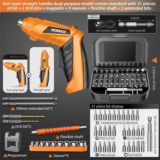 Rechargeable Electric Screwdriver Mini Drill Household Multifunctional Automatic Screwdriver Tool for DIY Projects Home Use