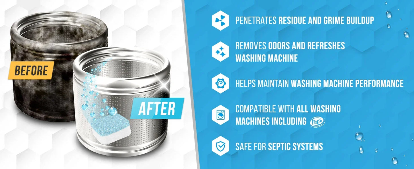 Washing Machine Cleaner Descaler Of 12/24pcs Pack-Deep Cleaning Tablets Odor Removing Tablets For Washer Laundry Supplies