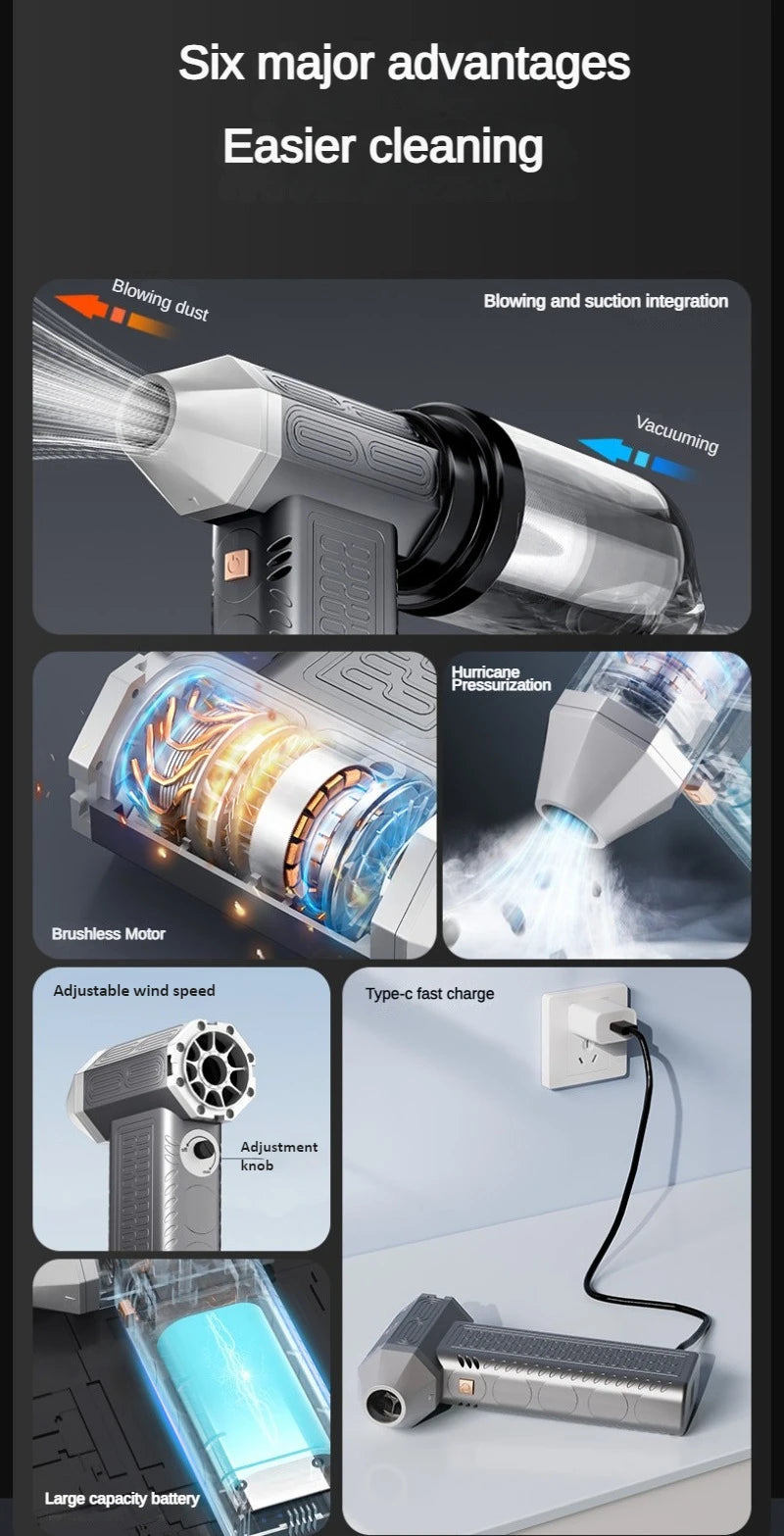 130000RPM Turbofan Air Blower Air gun Mini Turbo Jet Fan Brushless Motor Handheld Duct Fan Portable Charging Cleaning Car Vacuum