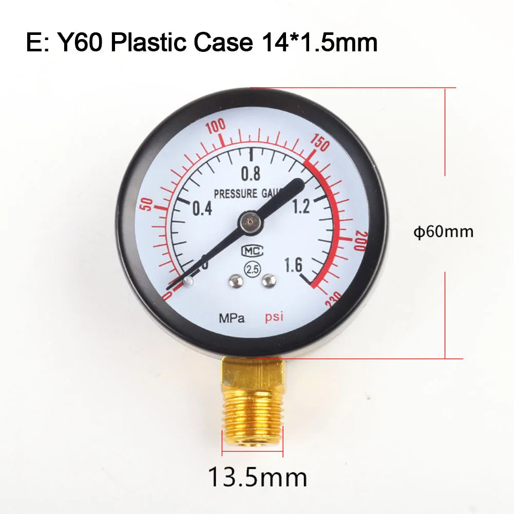 Vacuum Manometer Mini Dial Gauge Y60 0-1.6Mpa 0-230PSI Pool Filter Water Pressure Gauge Meter For Air Compressor Display Gauge