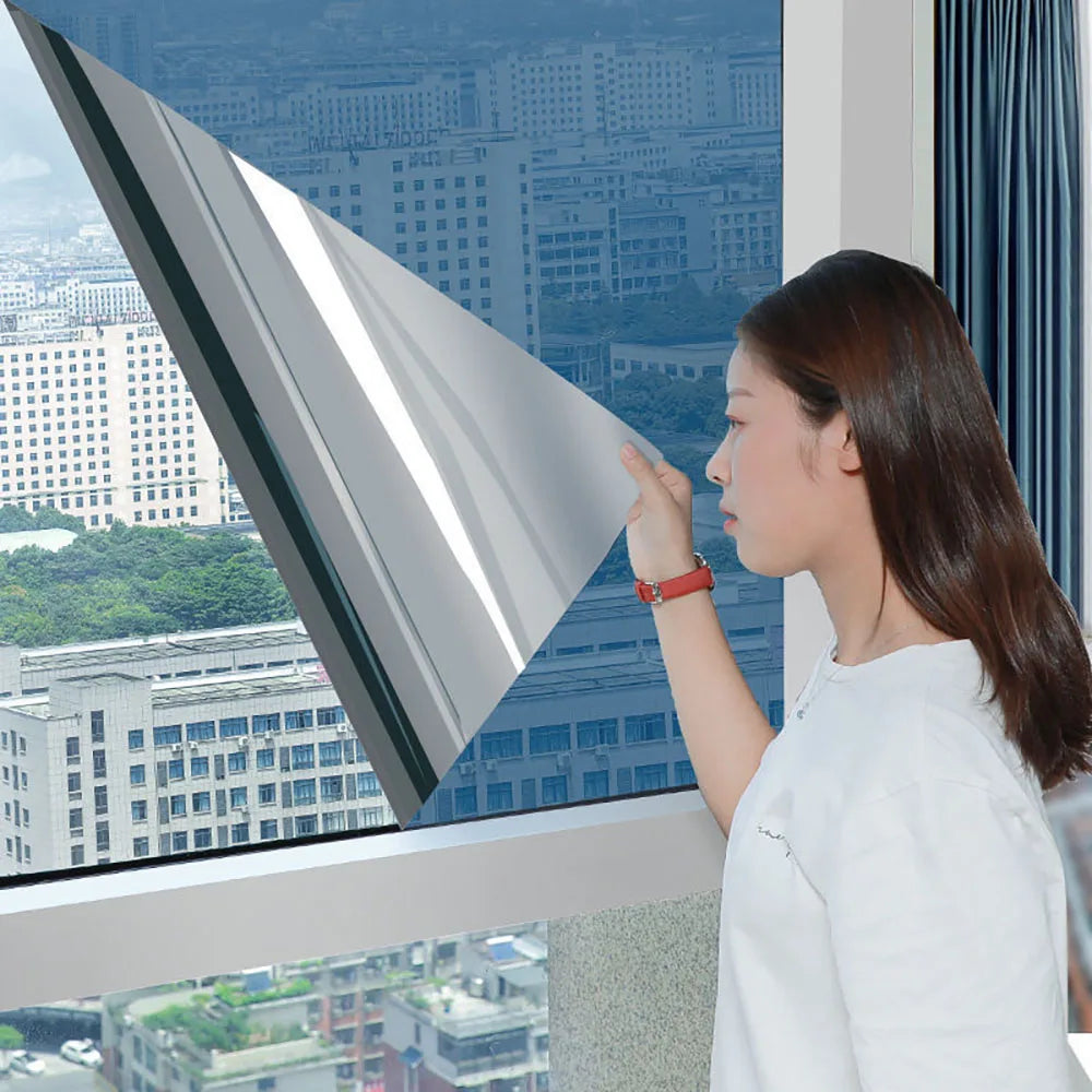 Unidirectional mirror window film protection insulation glass film privacy home window balcony sunscreen sticker