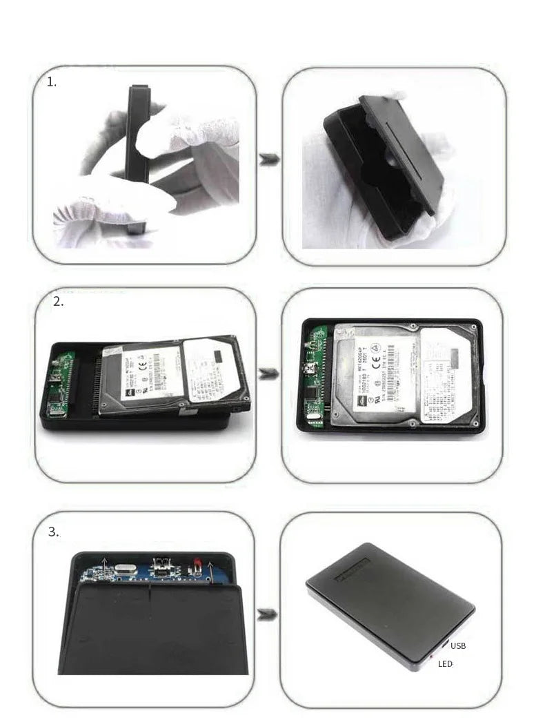 2.5" SATA USB3.0 HDD Enclosure Mobile Hard Drive Cases for SSD External Storage HDD Box