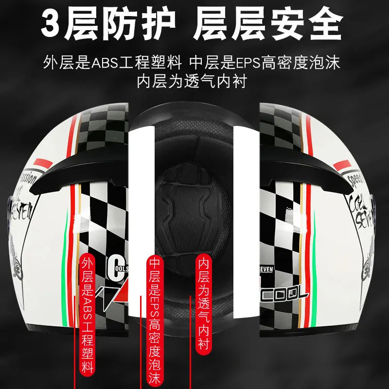 ICE.BEACON 3C certification national standard motorcycle helmet men and women winter personality safety four season rider Blueto