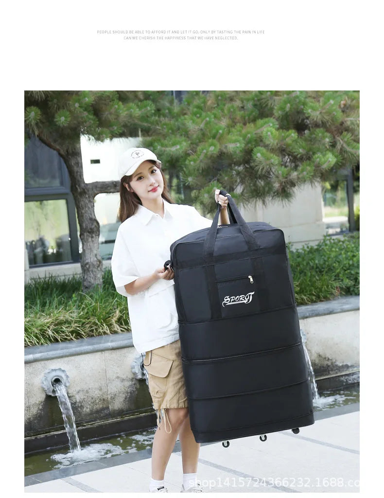 Expanding Traveling Backpack Hiking Folding Travel Women Bags Multi-layer Expansion Travel bag Universal Wheel Moving Bag