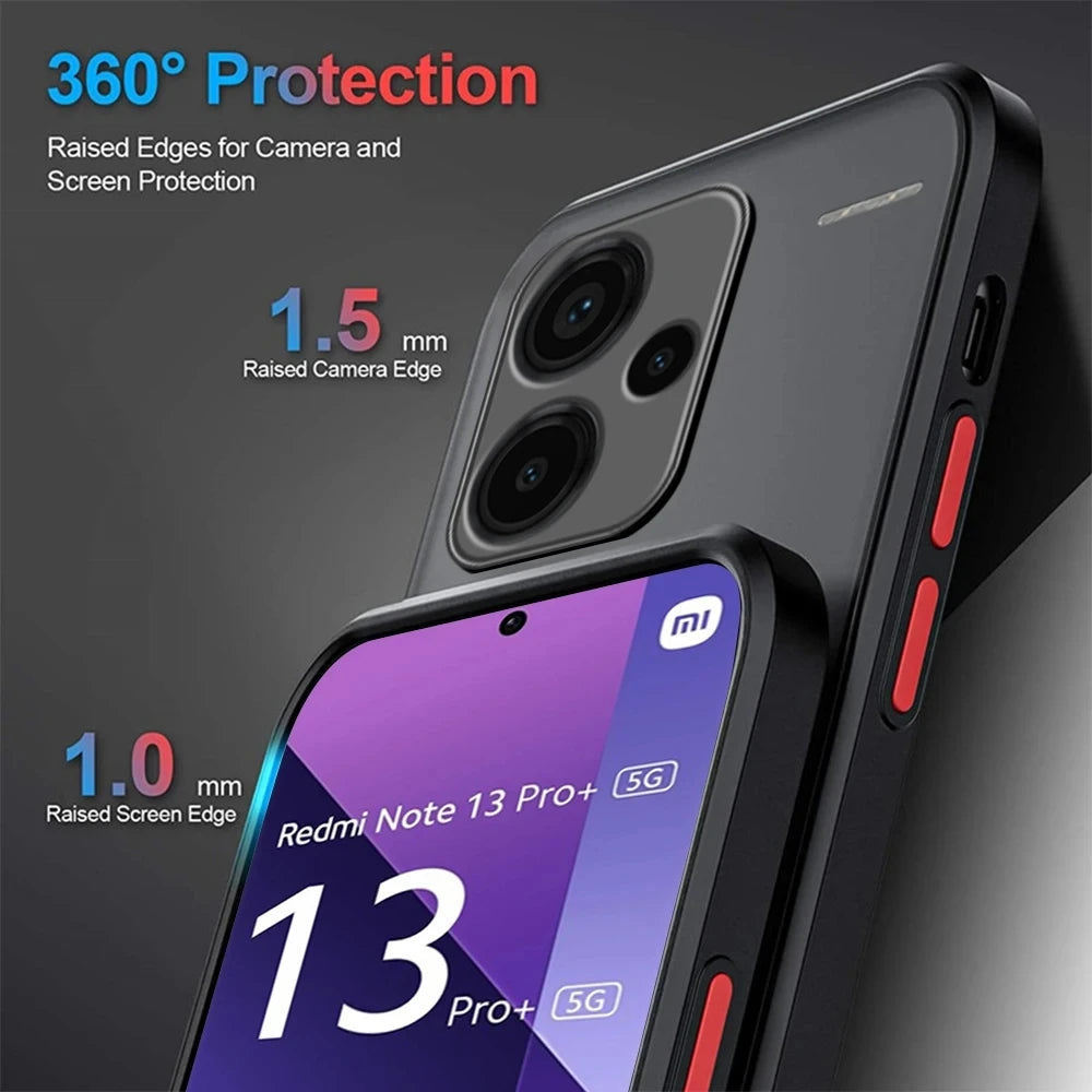 New Shockproof Armor Case For Xiaomi Redmi Note 13 Pro+ 5G Soft TPU Bumper Clear Hard PC Cover Caque Redmi Note13 Pro 4G 5G