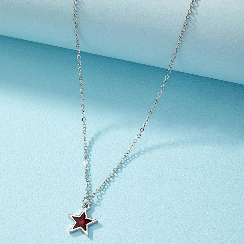 Women Star Heart Epoxy Pendant Gold Color Korean Chain Tinny Necklace Girls Trendy Shell Clavicle Choker Party Jewelry