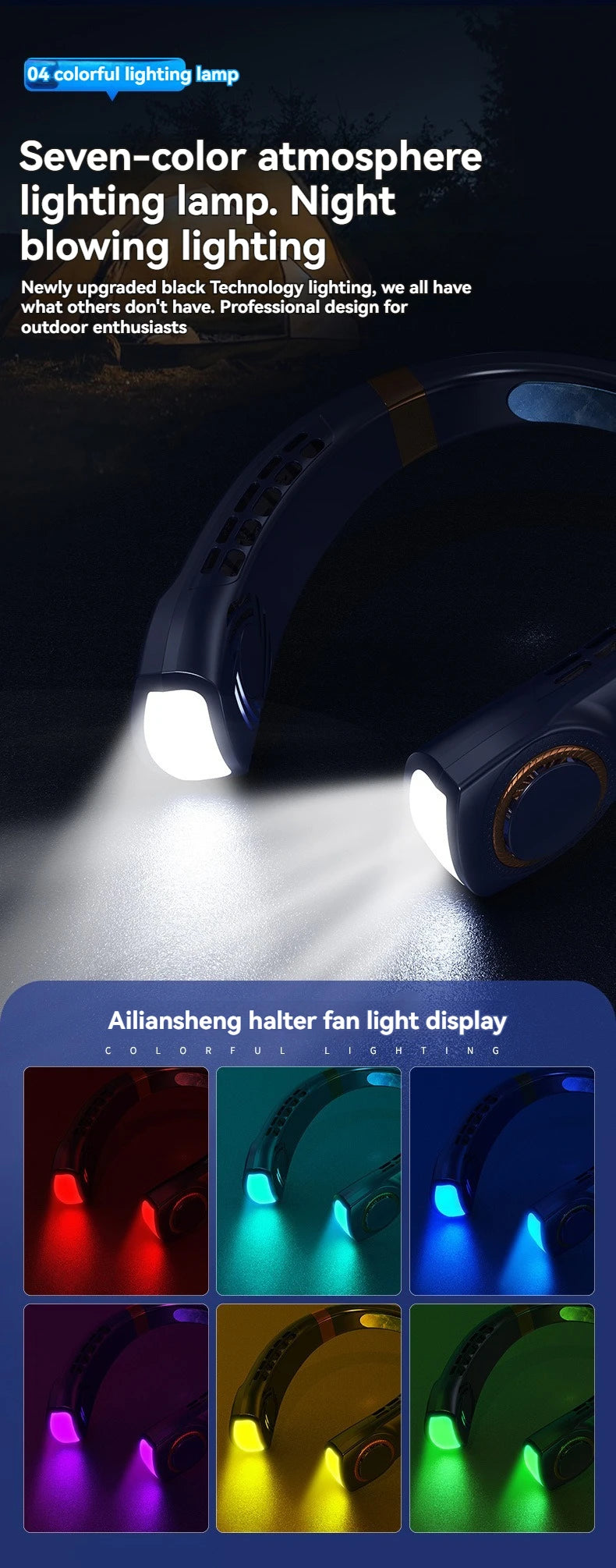 🔥2025 New Portable Halterneck Fan USB Handheld Silent Multi-function Bladeless Mini Electric Fan Cross-border