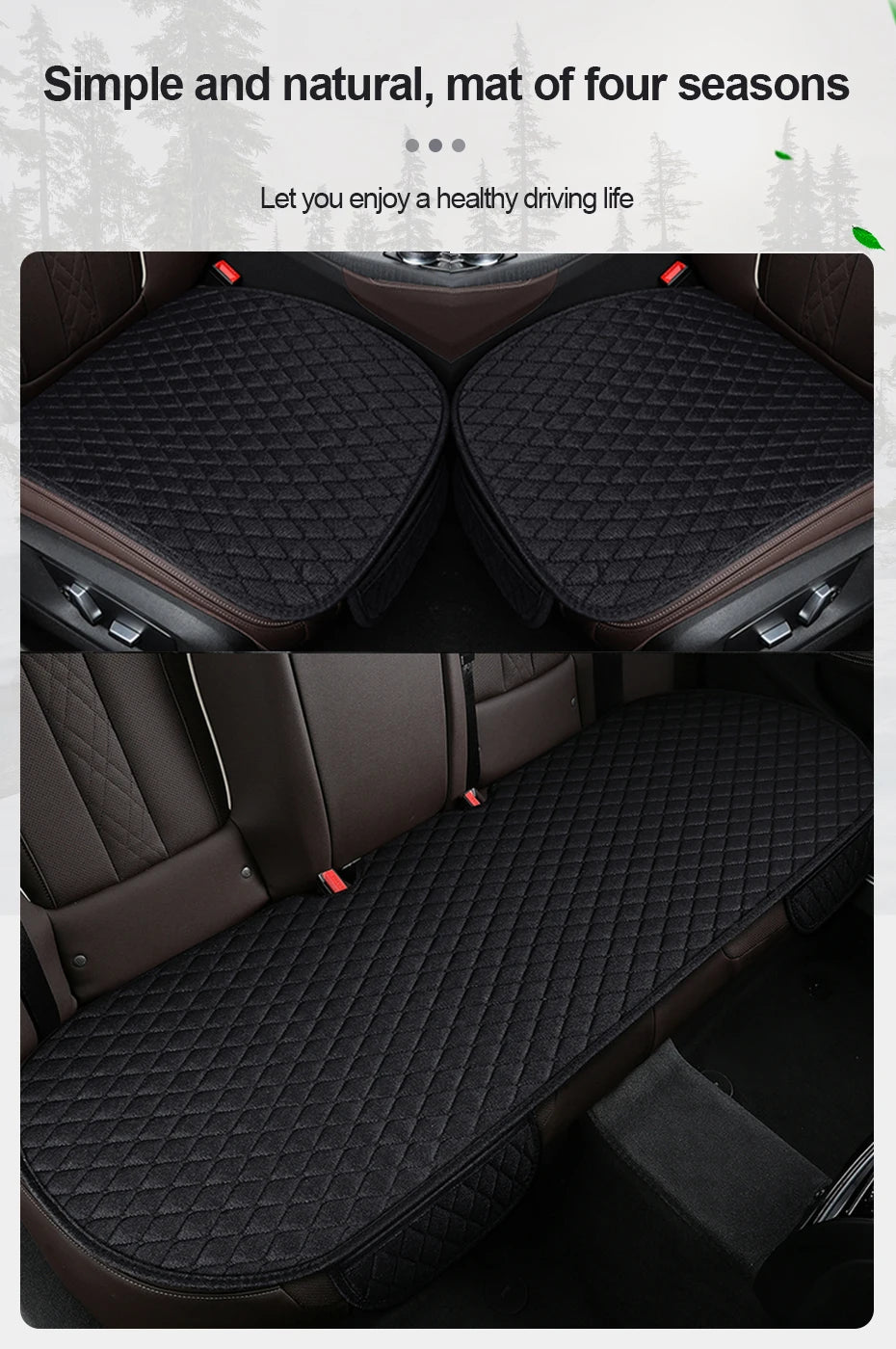 SEAMETAL 1Pc Flax Car Front Seat Cover Breathable Linen Car Seat Cushion Anti Slip Auto Chair Protector Universal for Sedan Suv