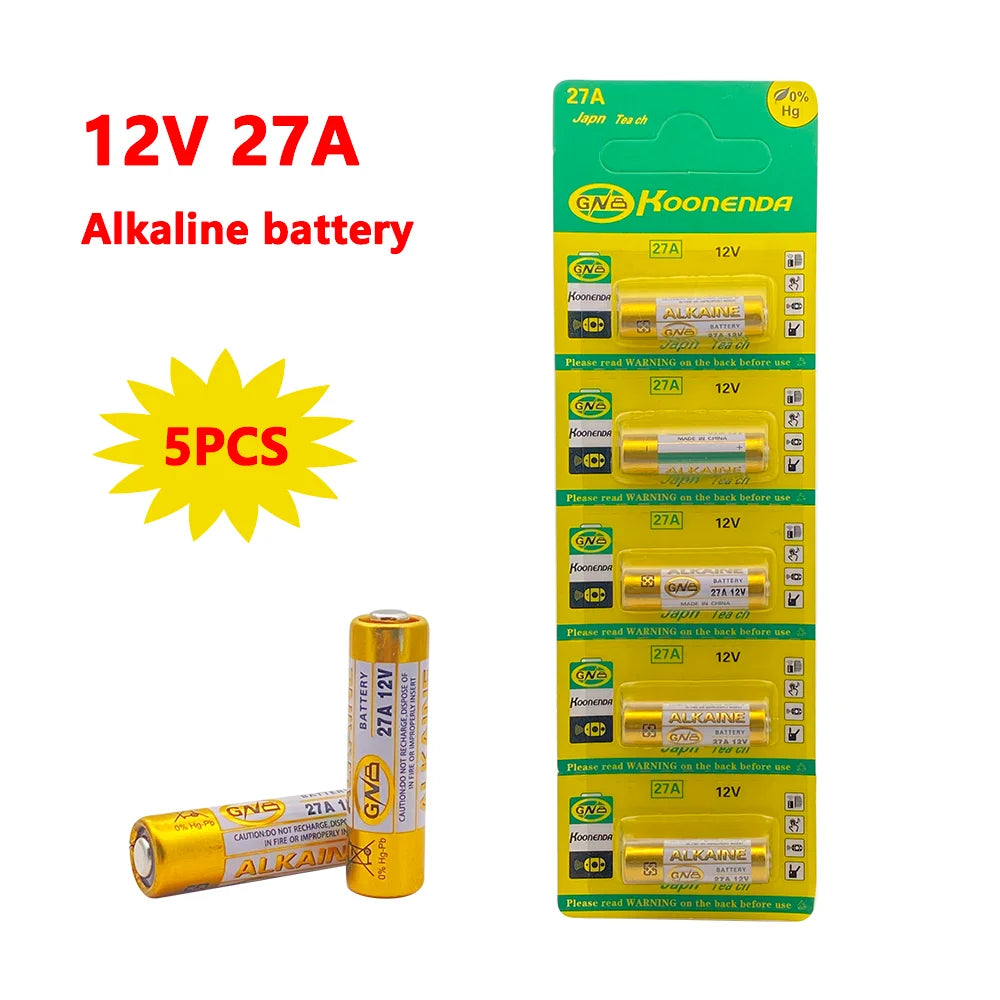 5PCS 27A 12V Alkaline Battery for Doorbell walkman Car Alarm Remote Control A27 27A G27A MN27 MS27 GP27 V27GA ALK27A dry battery