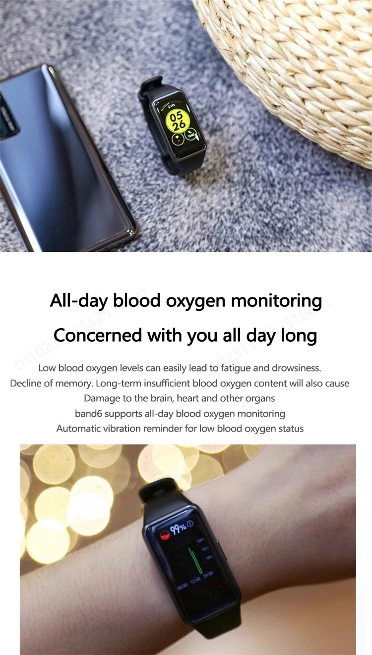 Original Huawei Band 6 Smart Band Blood Oxygen 1.47'' Screen Heart Rate Tracker Sleep Monitoring Smart Sports Bracelet