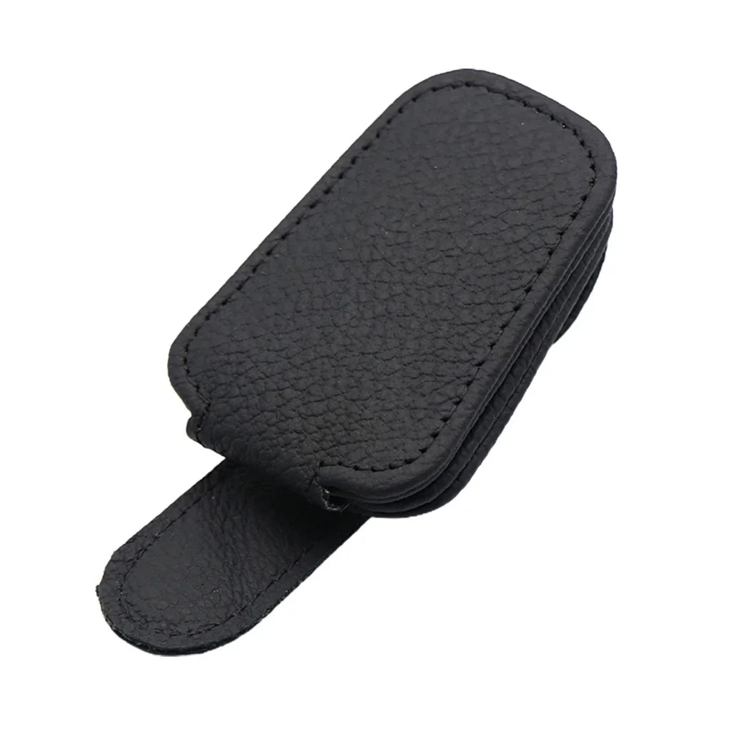 Car Sunglasses Mount Ticket Card Sun Visor Sunglasses Holder Glasses Case Magnetic Clip Leather Eyeglasses Clip Car Accessories