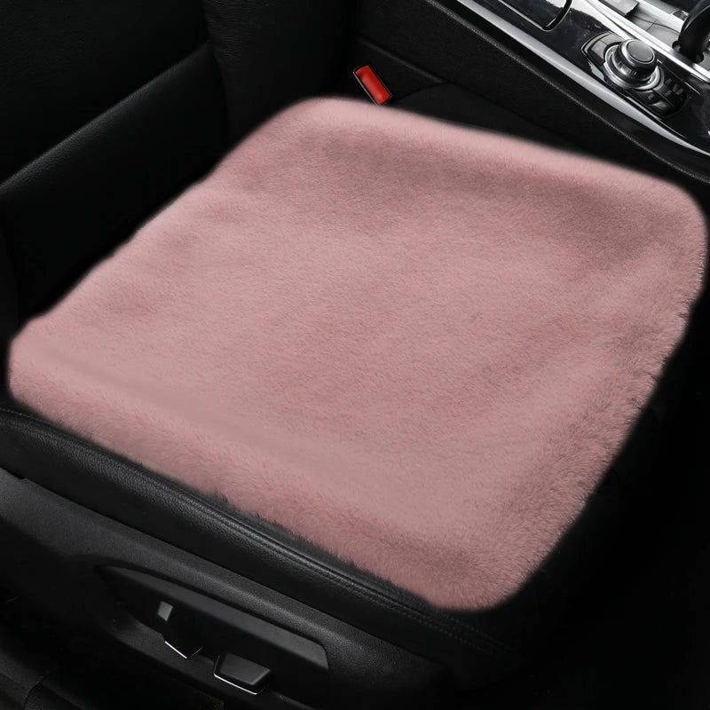 Plush Car Seat Cover Universal Front Backrest Winter Warm Long Faux Fur Non-Slip Seat Cushion Pad  Automobiles Seat Protector