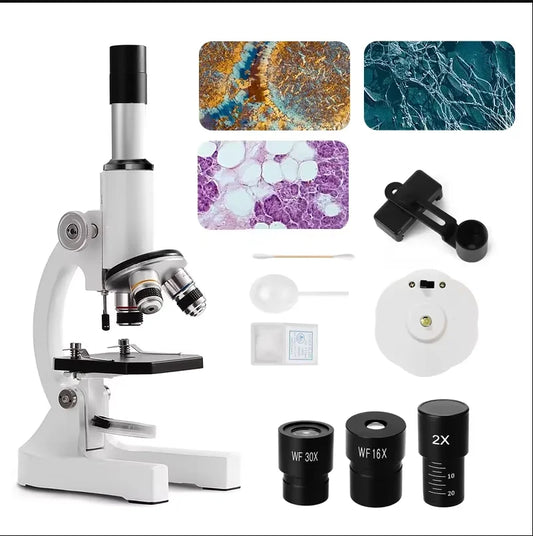 Microscope for Adults Kids 64X-2400X Magnification Compound Microscope with Microscope Slides Fill Light for Children Students