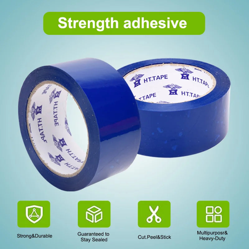 1800inch/Roll Sapphire Blue Tape Packaging Tool Office Packing Supplies PP Material Waterproof Durable Can Be Written As Marking