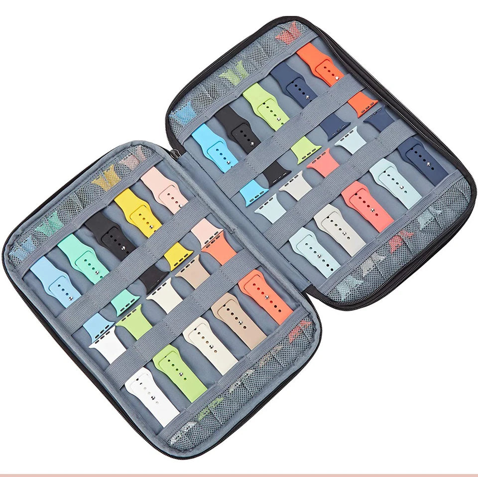 Watch Band Organizer - Watch Straps Holder Carrying Case Storage Bag Travel Pouch for Women Men Most Sizes of Watch Bands