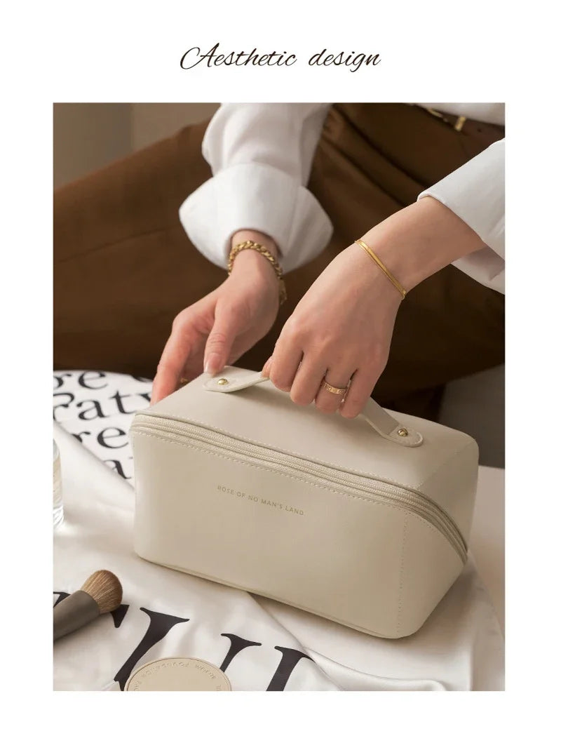 Large Pu Leather Travel Cosmetic Bag for Women Cosmetic Organizer High-capacity Makeup Bag Storage Pouch For Female Makeup Box
