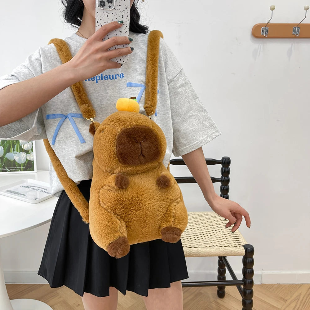 NEW Kawaii Plushie Doll Capybara Plush Backpack Handbag Children's Bag Toy Shoulder Bag Mini Knapsack Bags Gifts For Girlfriend