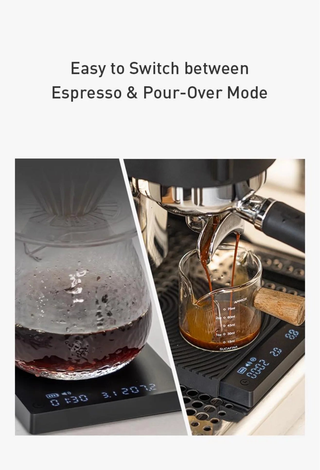 TIMEMORE Store Black Mirror Mini New Espresso Coffee Food Kitchen Scale With Time USB Light Weight Digital Scale