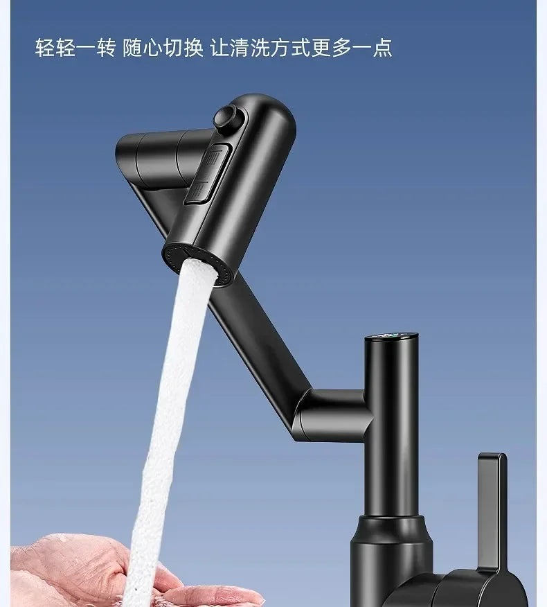 Universal Rotation Kitchen Faucet Bathroom Faucets Multifunctional Washbasin Mechanical Arm Digital Display Hot and Cold Tap