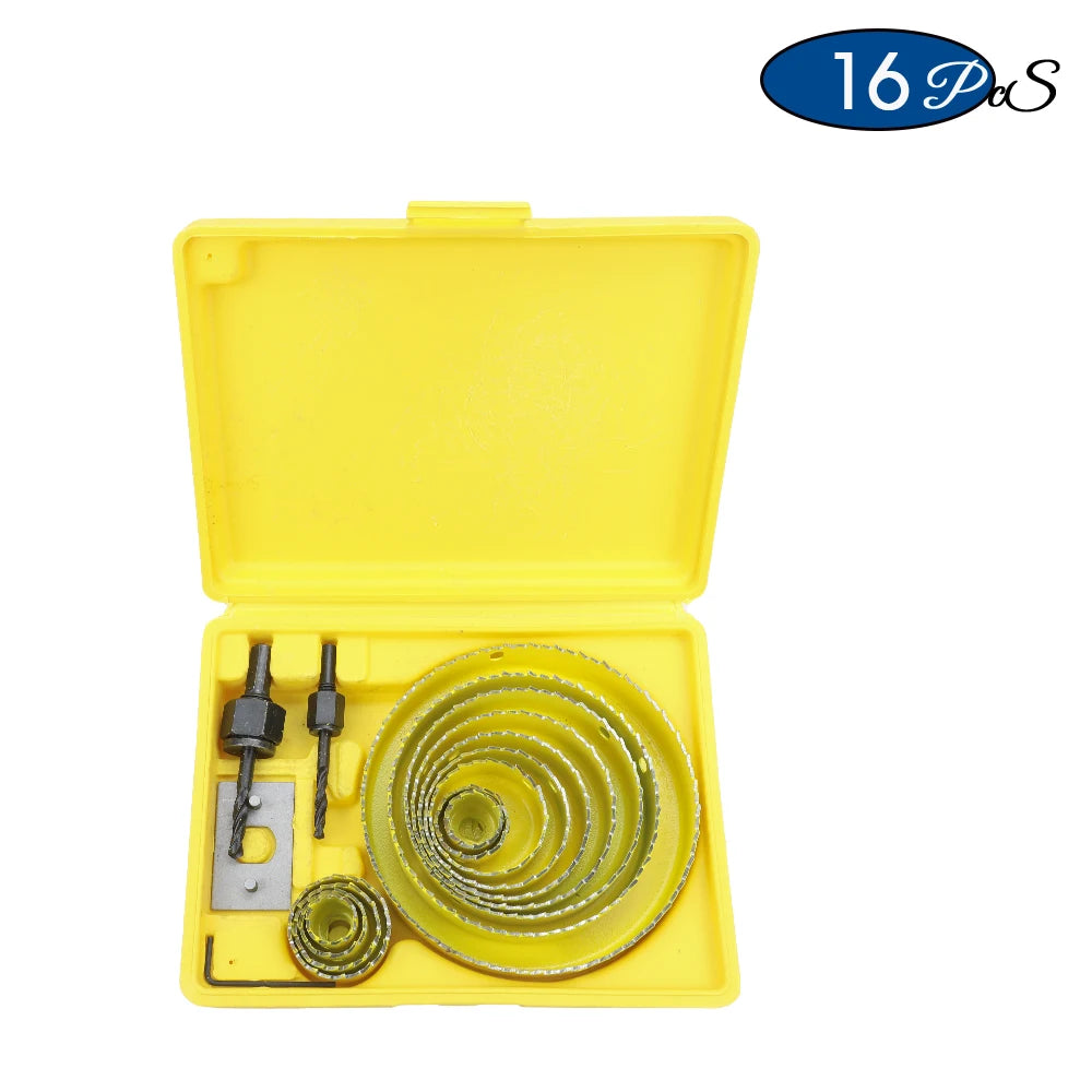 NINDEJIN 8/11/16pcs Hole Saw Kit #50 steel 19-127mm Hole Cutter Drill Bit Tool Hole Saw Set for Wood Plastic Wood Cutter